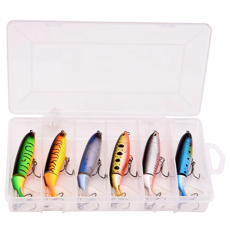 6Pcs with Box Whopper Plopper 100Mm 13G Floating per Fishing Lure Artificial Hard Bait Wobbler Rotating Tail Fishing Tackle