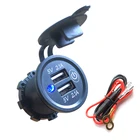 Водонепроницаемая автомобильная USB-розетка с выключателем, Комплект сделай сам 4,2 А, 1224 в, синее зарядное устройство для автомобиля, RV, квадроцикла, лодки, морского мотоцикла