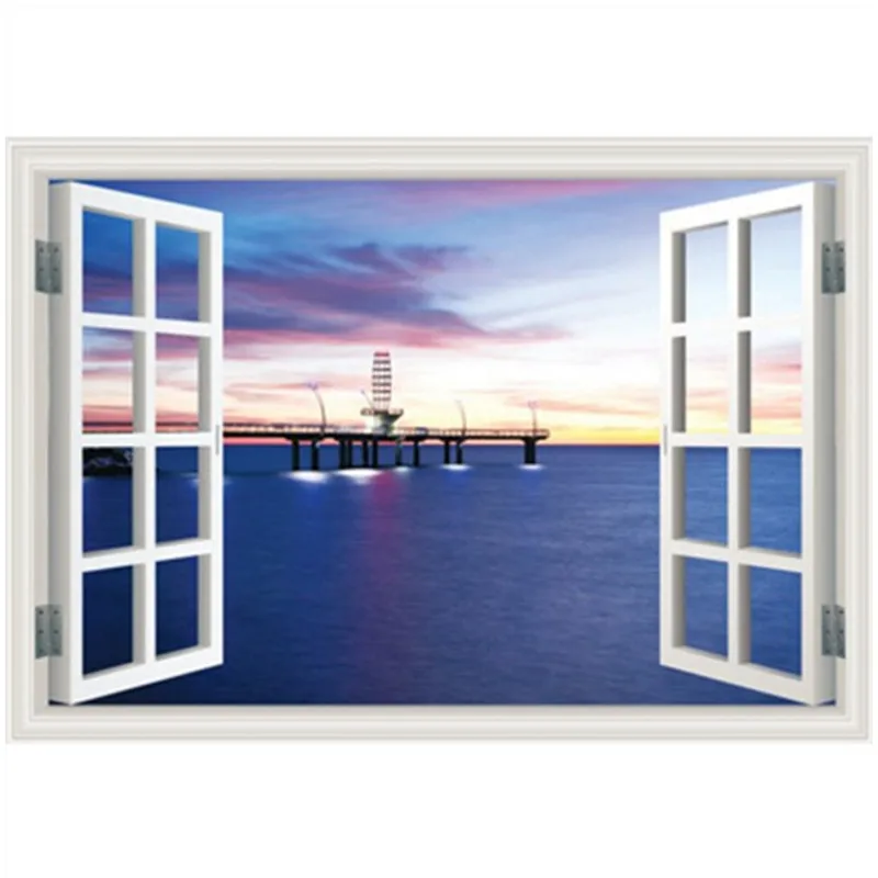 Обои с видом на море гавань звездное небо пейзаж 3d искусственное окно виниловые