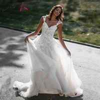 alagirls a line wedding dress applique beach bridal gown long train bridal dress bohemian wedding gown simple vestido novia