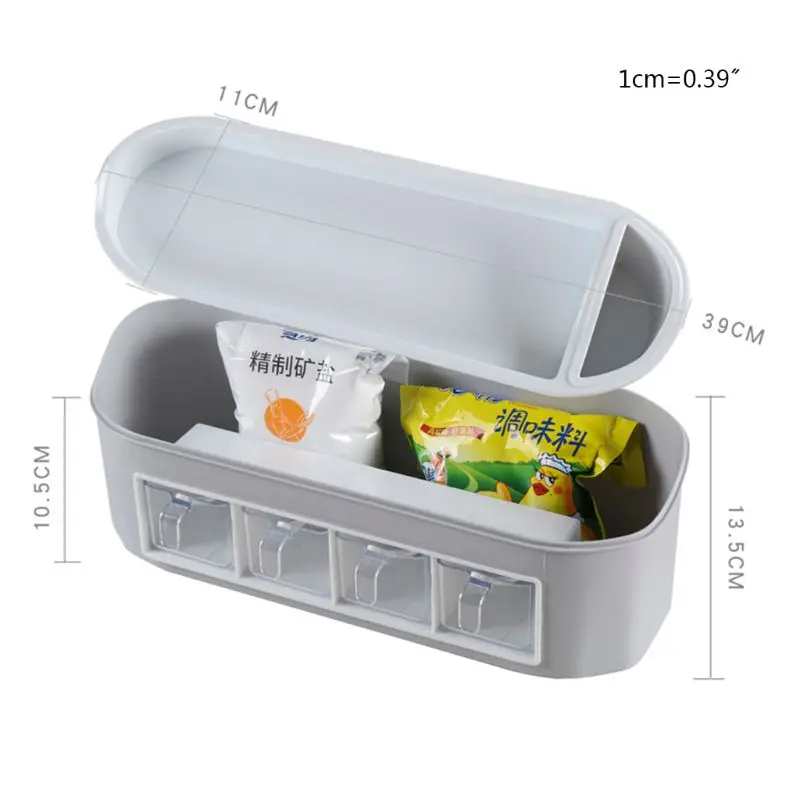 

4 Grids Kitchen Seasoning Box Spice Rack Condiment Jar Storage Spices Container