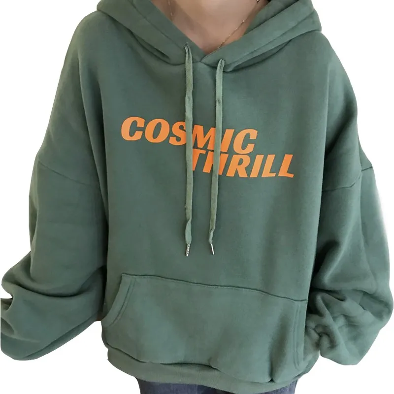 

Новинка 2020, осенне-зимняя свободная толстовка с бархатным утеплителем для женщин, Повседневная Толстовка с надписью в Корейском стиле для ж...