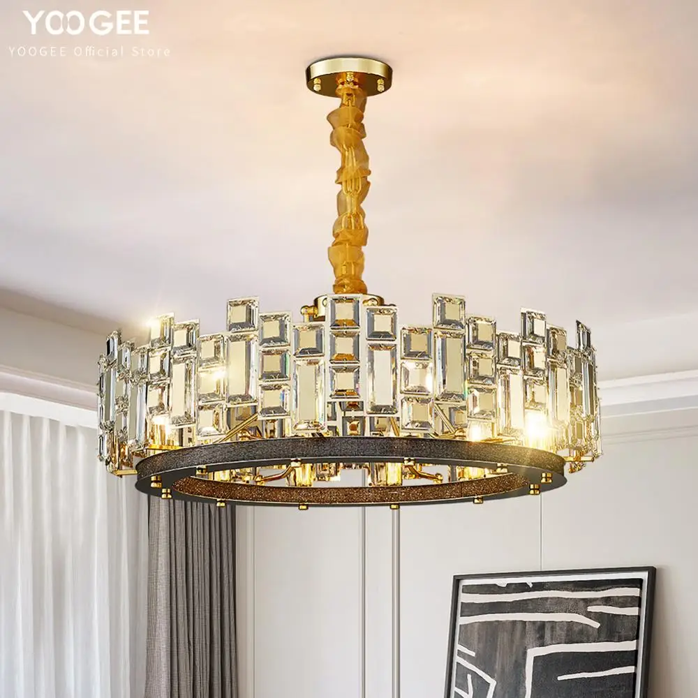

YOOGEE Gold Chandlier LED Modern Kitchen Lamp Crown Chandeliers for Living room Home Decor Indoor Lighting Chain Hanging Lights