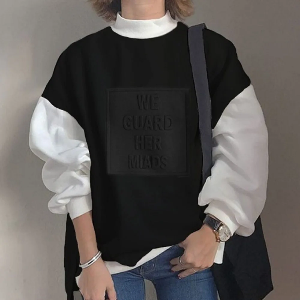 

Women Hoodie Spring And Autumn New Style Japanese And Korean Patchwork Loose Solid Color Long Sleeve Casual Fashion Hoodies