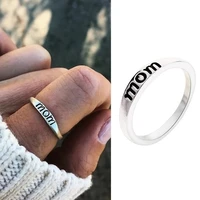 simple engraved flower sun moon rings for women lettering statement mama finger ring blessing classic mothers best gift