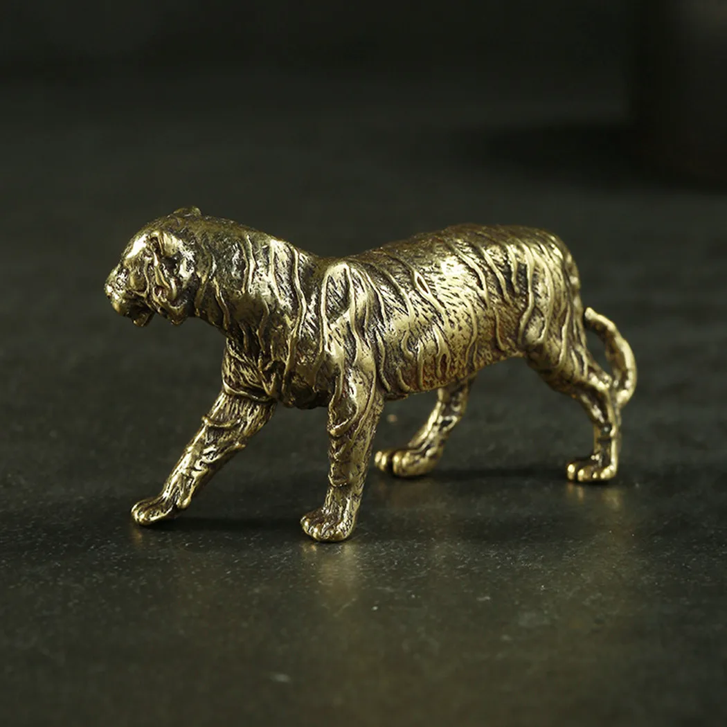 

1*Figurines Brass Small Tiger Statue Ornament Animal Figurines Office Gift 65*33*21mm Fine Workmanship Attractive Appearance