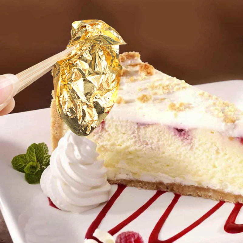 24K Золотые листы зернистость настоящая Золотая фольга 50 шт. 8x8 см для съедобных