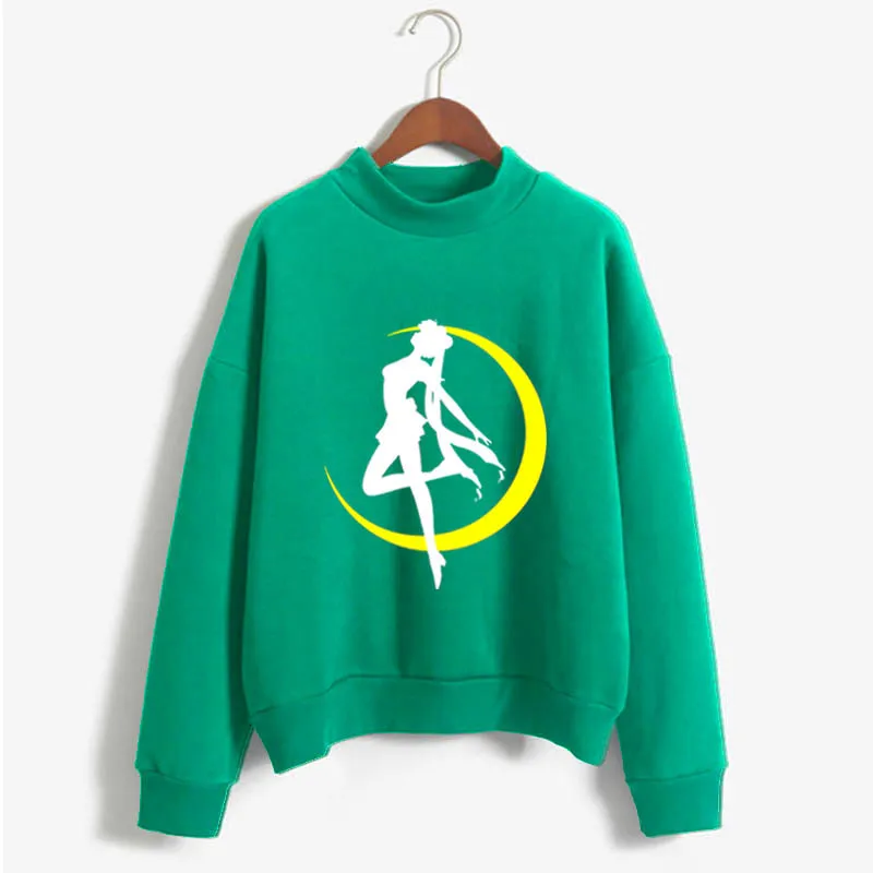 

Autumn beauty girl moon print round neck hoodie casual Harajuku suit full sleeve loose all-match sweatshirt women