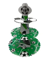diy 1 set football soccer 3 tier kids birthday supplies cardboard cupcake paper stand plates party cake holder party decoration