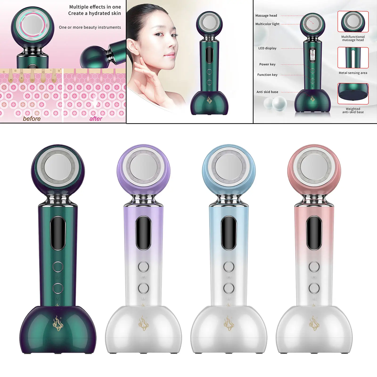 

Массажер для лица, аппарат для удаления морщин, высокочастотный, с вибрацией