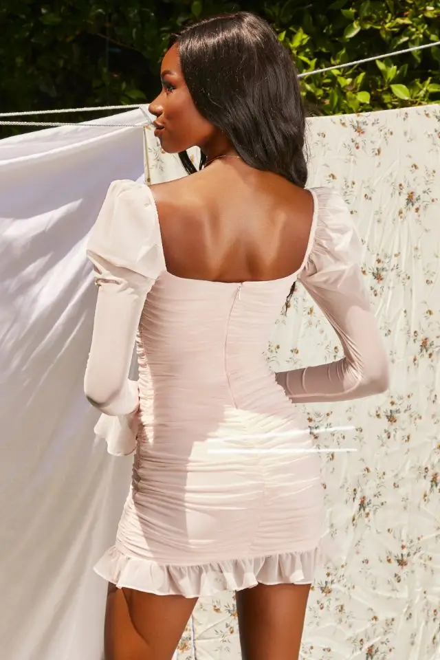 

2021 Winter Women Sexy Long Sleeve Mesh Mini Bodycon Bandage Dress Elegant Celebrity Evening Runway Party Dress