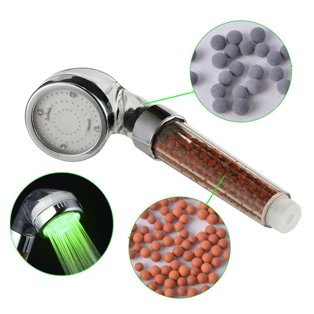 

Hot 3/7 Color Changing LED Anion Spa Shower Head Temperature Control Bathroom High Pressure Water Saving Hand Shower head