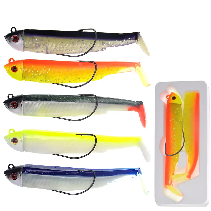 

Ocean Fishing Jig Head Worm Hook Fish Soft Bait T Tail 15g/30g Jigs Artificial Lures 2 Pieces Set