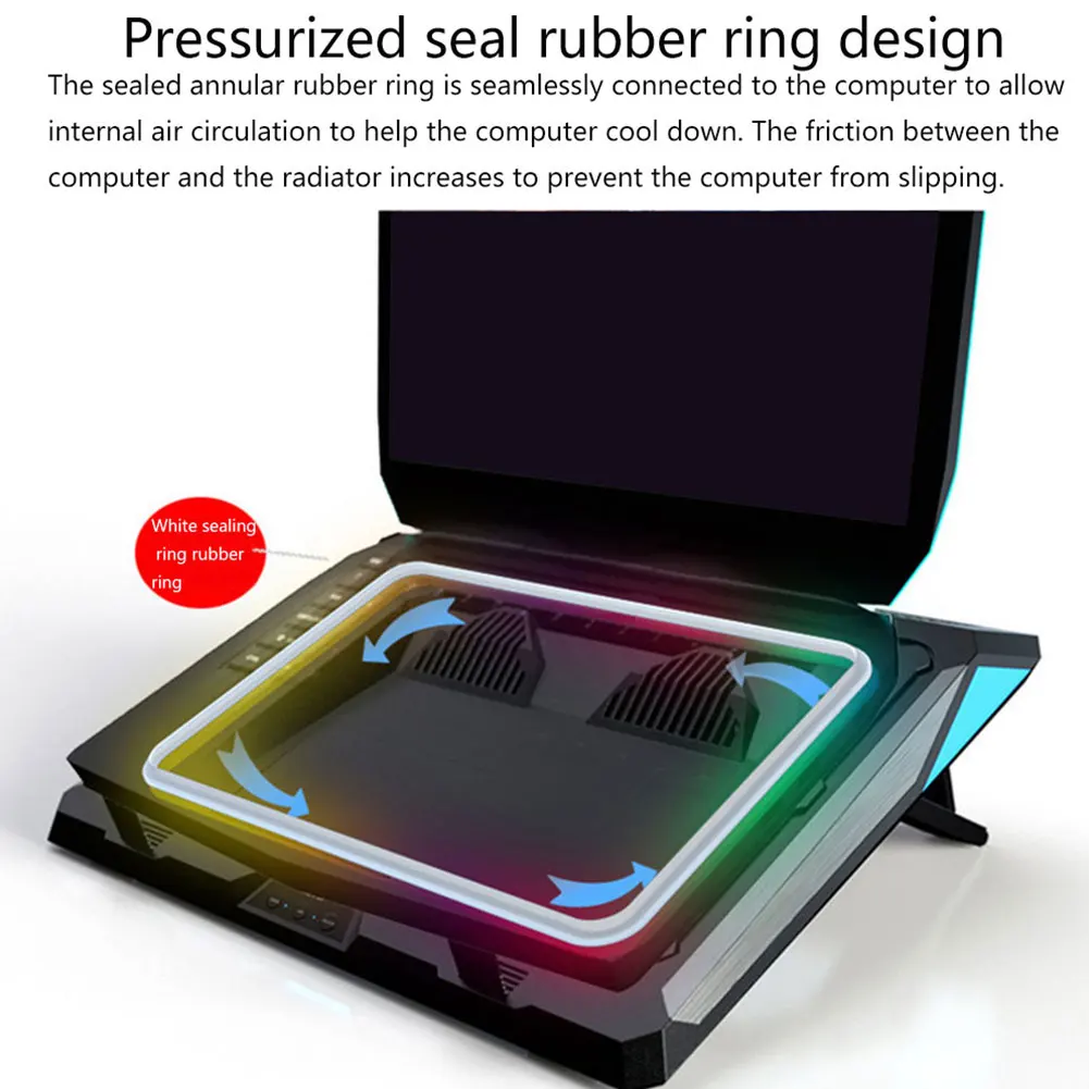 

Radiating Home Office External Double Blower Laptop Cooling Pad Colorful Lights For Gaming Notebook Cooler USB Non Slip Portable