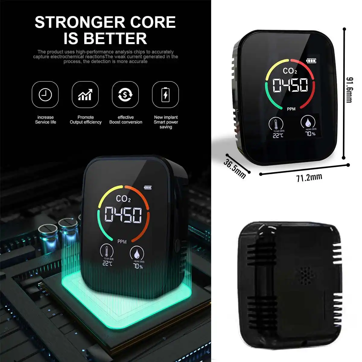 

3 in1 Carbon Dioxide Detector Gas Concentration Content Color Screen Intelligence CO2 Meter Detector Digital Air Quality Monitor