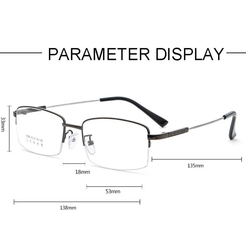 

Half Rim Titanium Frame Glasses For Man Ultra Light Texture Material Memory Titanium Myopia Spectacles