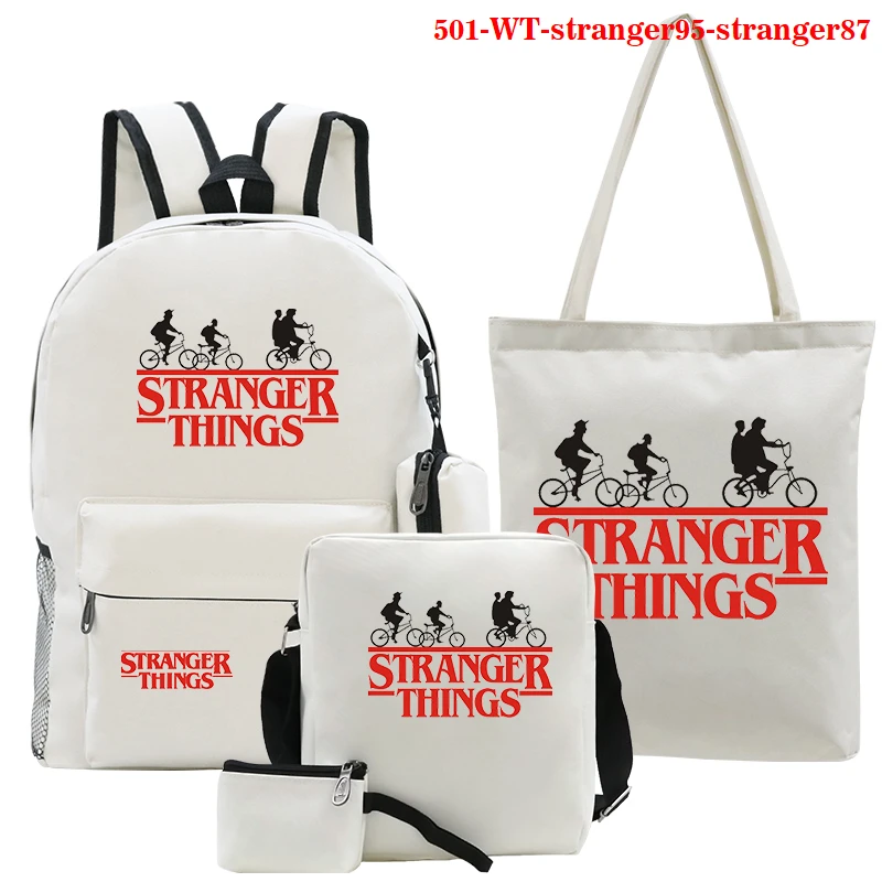 Stranger Things Backpacks 5pcs/set Student Schoolbag+tote Bag+shoulder Bag+purse Bag Bookbag Schoolbag | Багаж и сумки