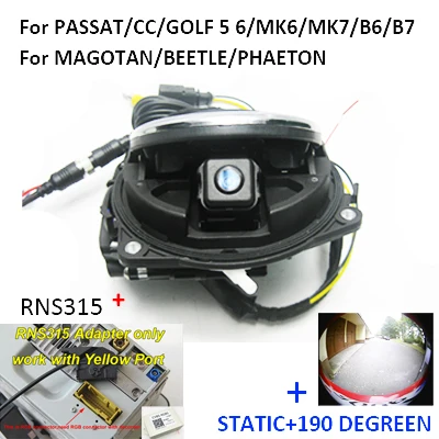 Смарт-камера заднего вида с логотипом для VW Golf/SPOTSOAN/Passat CC B6/Magotan CVBS RGB RCD510 RNS510 RNS315 RCD330 - Название цвета: RNS315 190de