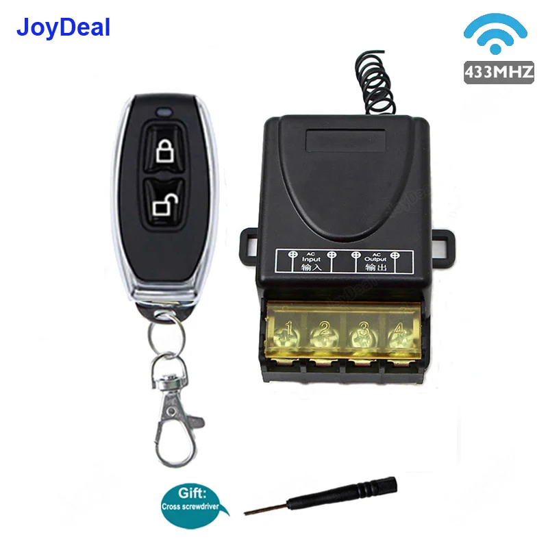 JoyDeal-Interruptor de Control remoto inalámbrico RF de 433mhz, relé de 220v CA 30A, receptor de carga de alta potencia, transmisor de encendido/apagado, interruptor de bomba de agua