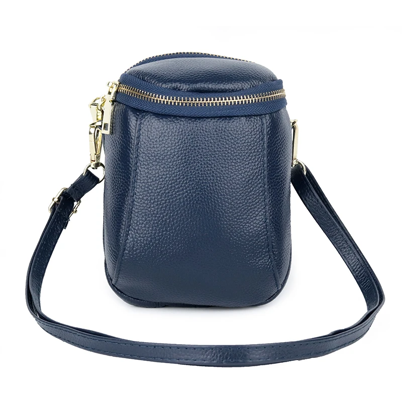 

2020 newest red top layer cowhide double-layer mini mobile phone bag Korean version of simple and stylish shoulder diagonal bag