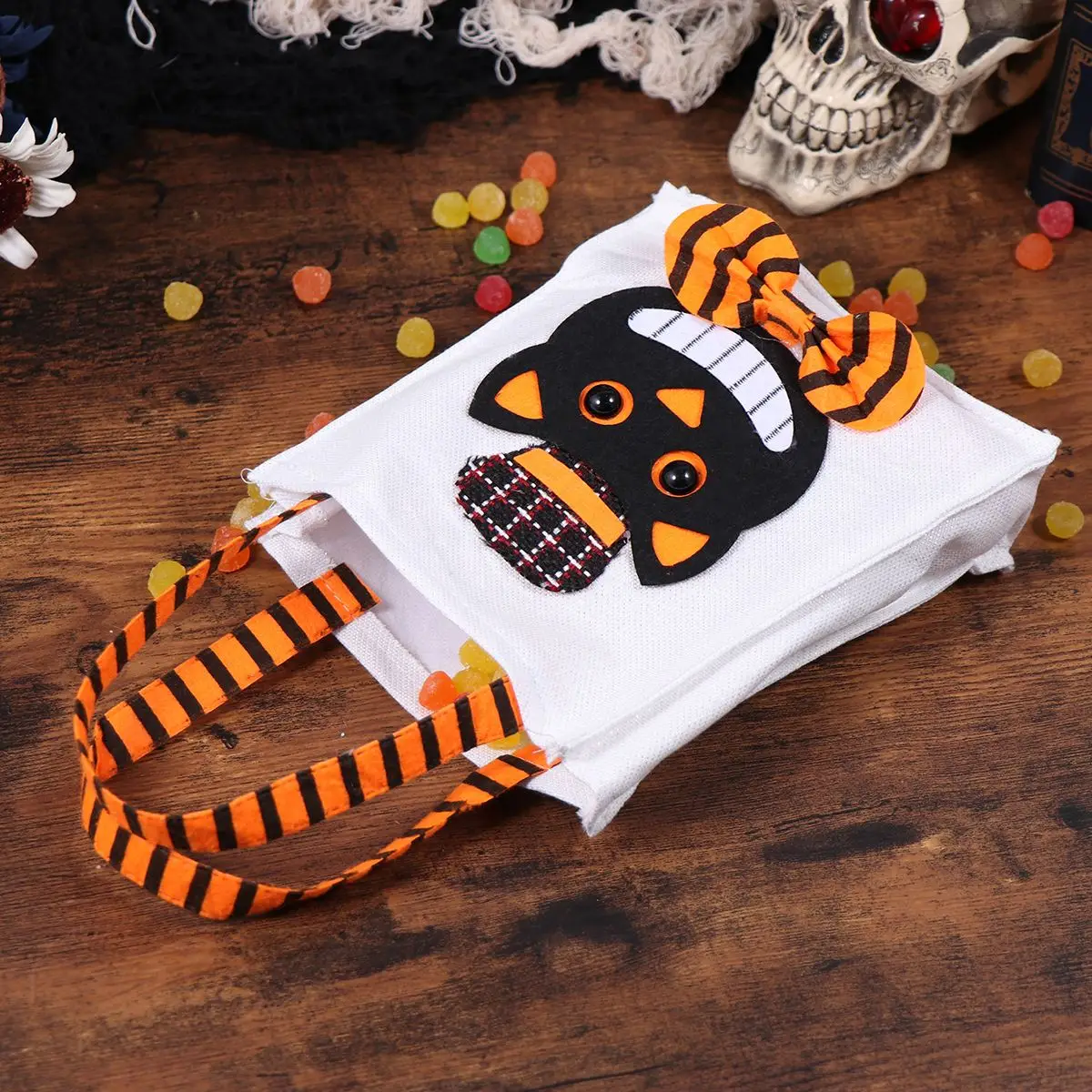 1pc Trick Halloween Bags Pumpkins Candy Bag Standing Up Linen Reusable Portable Cartoon Gift Pouch For Children Kids | Дом и сад