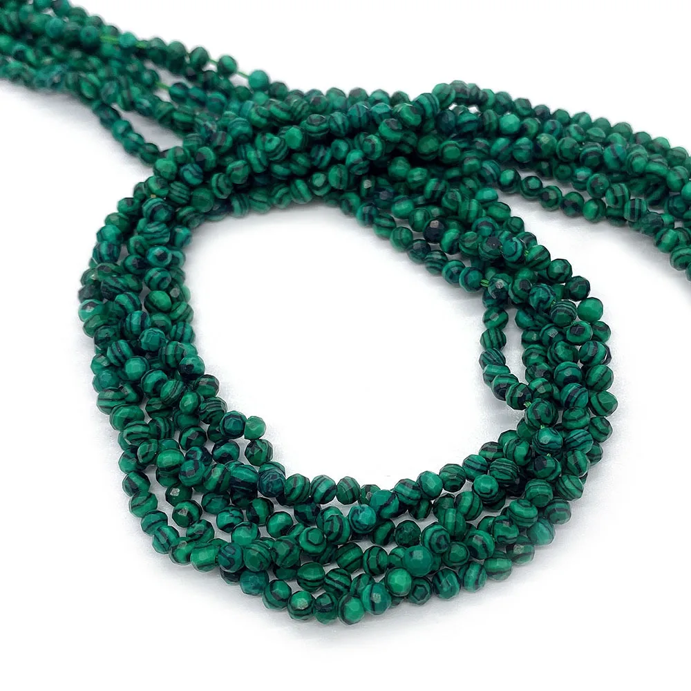 

3mm 4mm Natural Stone Malachite Faceted Beads for Jewelry Making DIY Necklace Bracelet Earrings Jewelry Beads Accessories 38cm