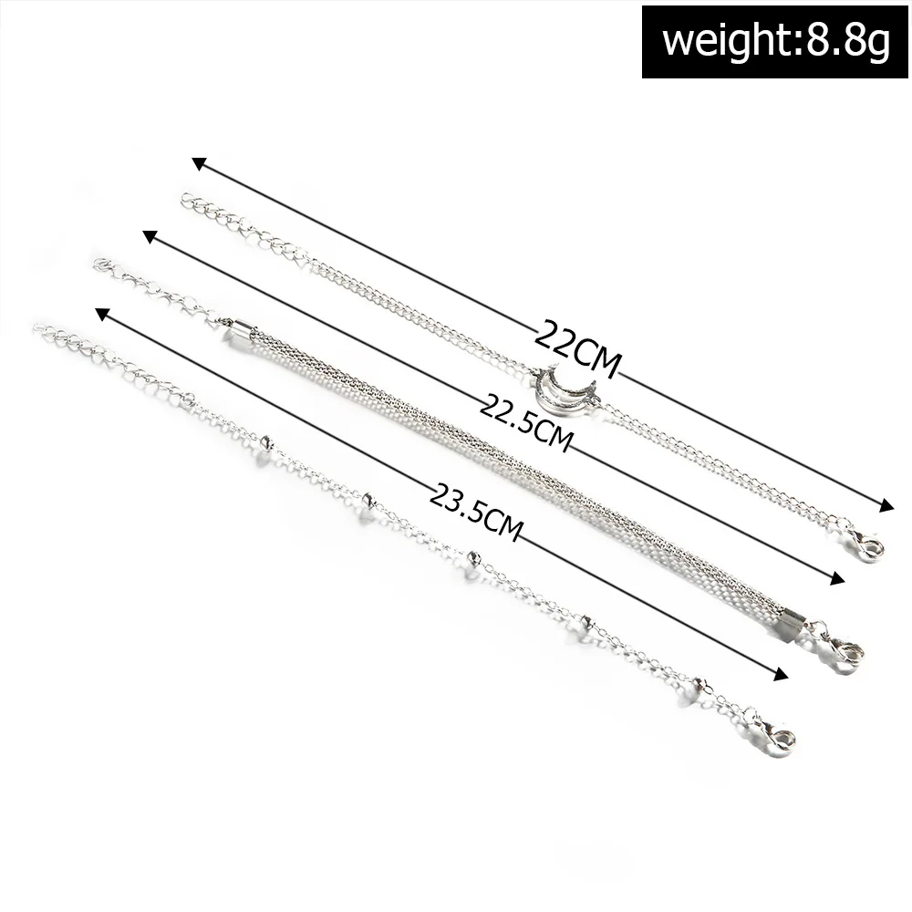 В богемном стиле серебристо-цепочкой и полумесяцем браслеты комплект ювелирных