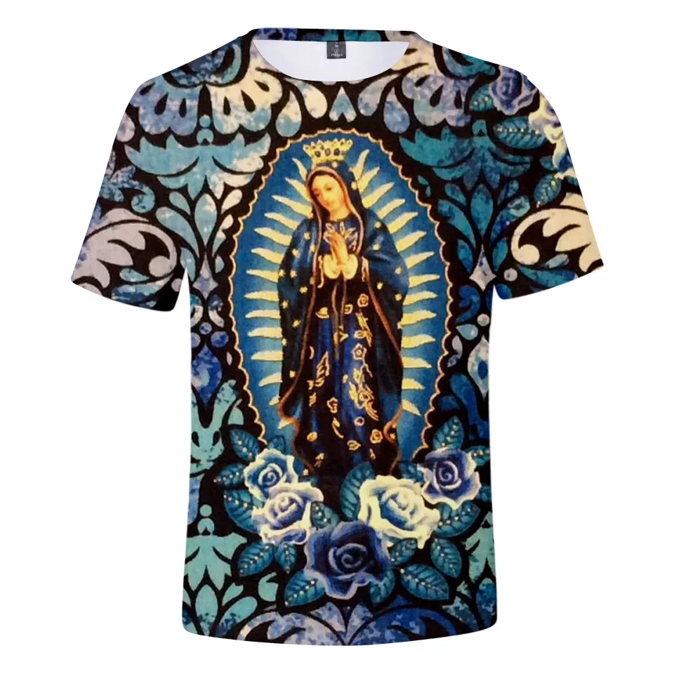 

Футболка Мексиканская с надписью Богородицы Девы Марии мексиканской, мужская и женская, 4XL, Детская футболка в стиле Харадзюку, футболки с 3D-принтом, уличная одежда