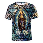 Футболка Мексиканская с надписью Богородицы Девы Марии мексиканской, мужская и женская, 4XL, Детская футболка в стиле Харадзюку, футболки с 3D-принтом, уличная одежда