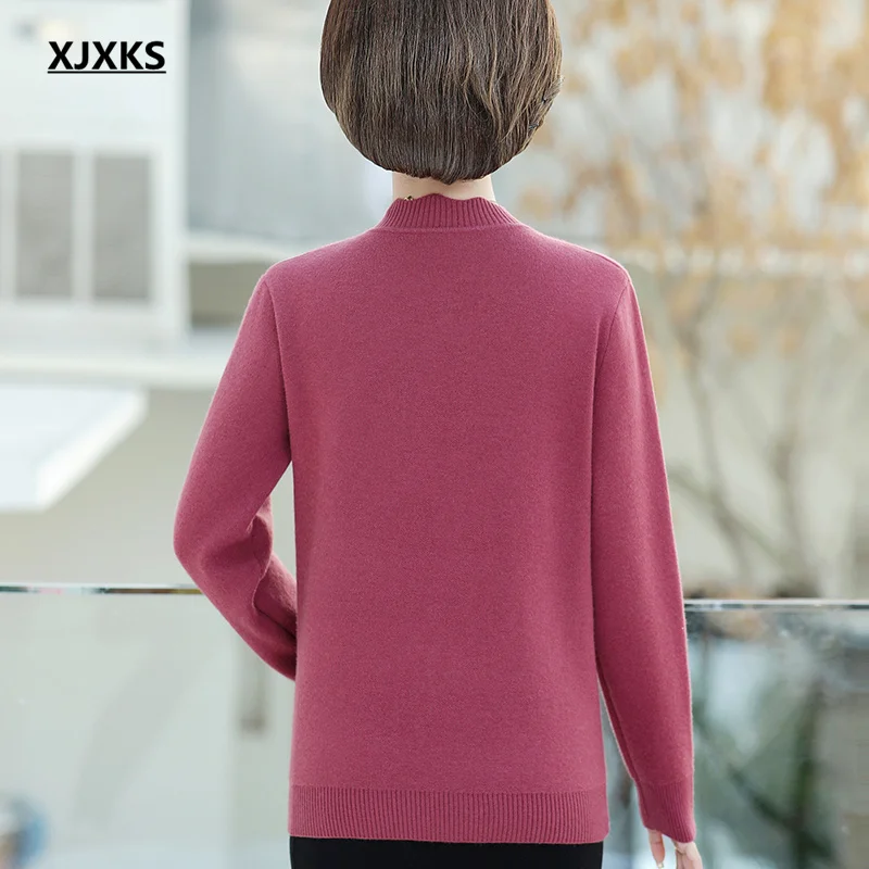 XJXKS новинка зимы 2022 плотный теплый женский свитер средней яркости удобный