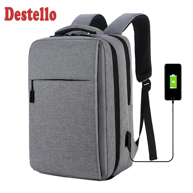 Рюкзак для ноутбука 15,6 дюйма, Вместительная дорожная сумка с цепочкой для ключей, мужской водонепроницаемый портфель с usb-зарядкой от AliExpress RU&CIS NEW