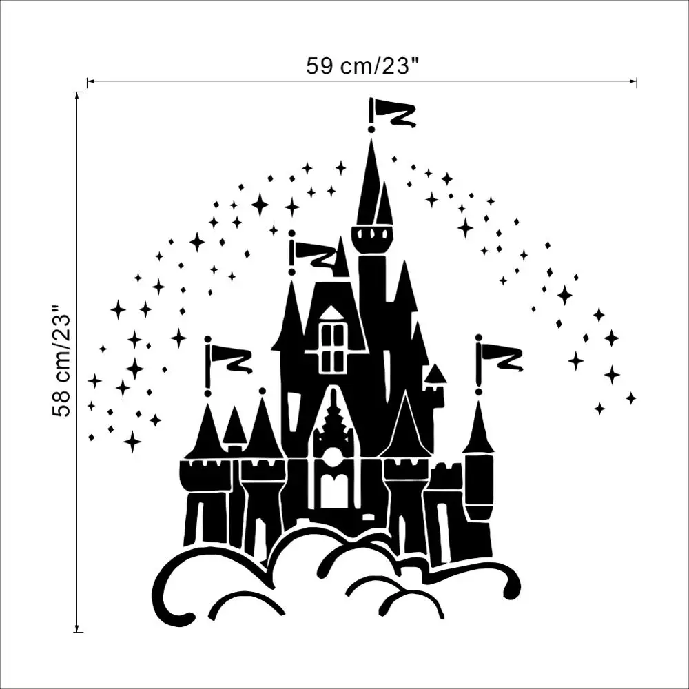 Disney замок под звезды виниловая наклейка на стену для девочек аксессуары спальни
