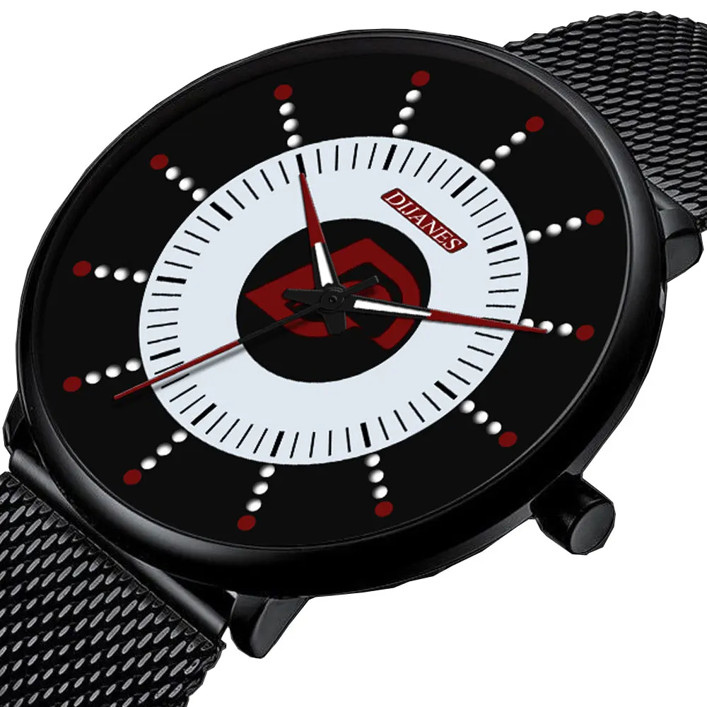 Часы мужские кварцевые ультратонкие светящиеся наручные со стальным сетчатым