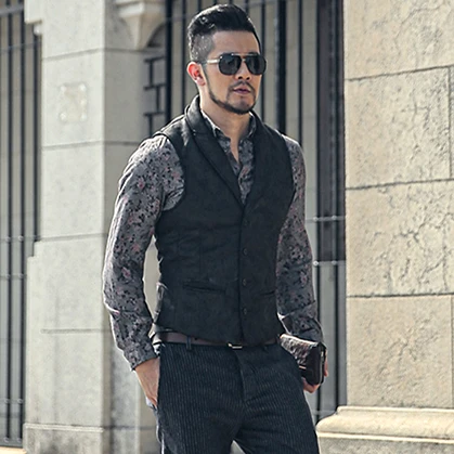 Мужская тонкая куртка с мехом зимний теплый жилет в стиле ретро M52 | одежда