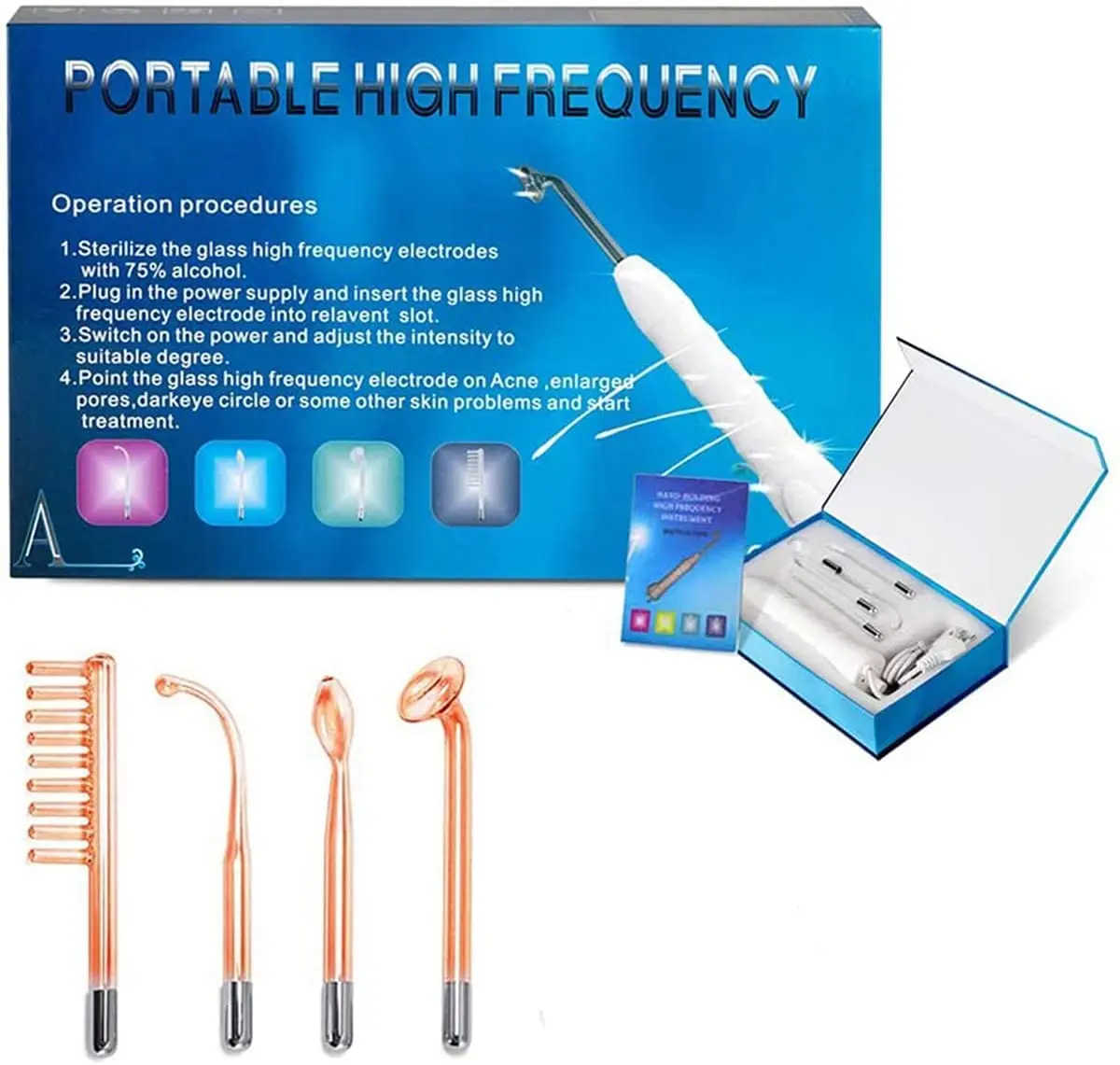 

High Frequency Facial Machine Electrotherapy Wand Glass Tube Skin Tightening Device Beauty Device Machine Acne Spot Remover