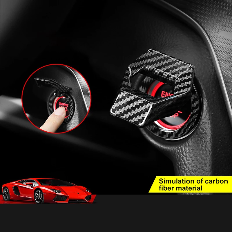 

Button Switch Decor Stickers Car Engine Start Stop Button Cover Ring Ignition Start Stop Button Carbon Push Interior Accessories