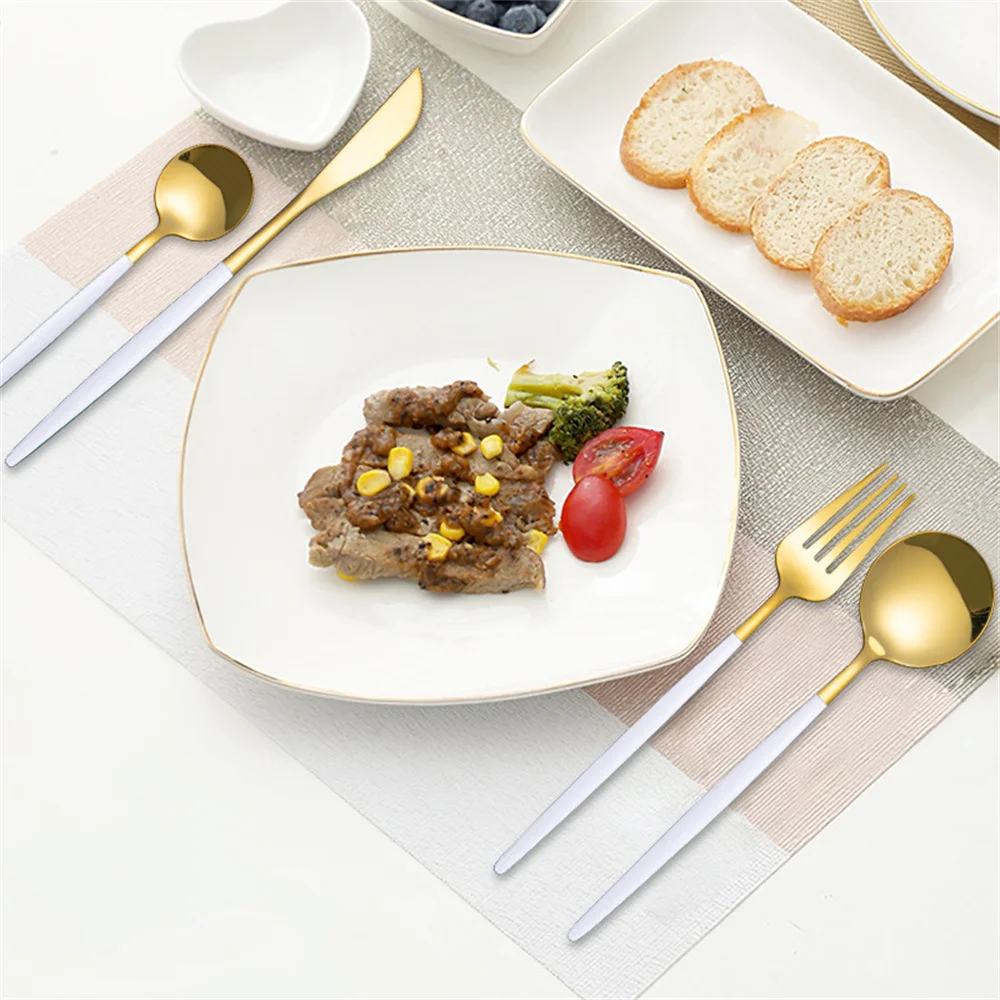 24 шт./компл. Нержавеющая сталь ужин черного и золотого цвета посуда набор Ножи