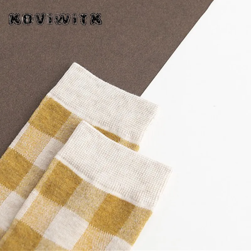 Женские Геометрические клетчатые короткие носки Осенние квадратные полосатые
