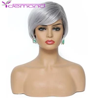 y demand 5 5 inch short pixie cut wig ombre grey straight color synthetic hair wigs fashion style for white women cosplay wigs