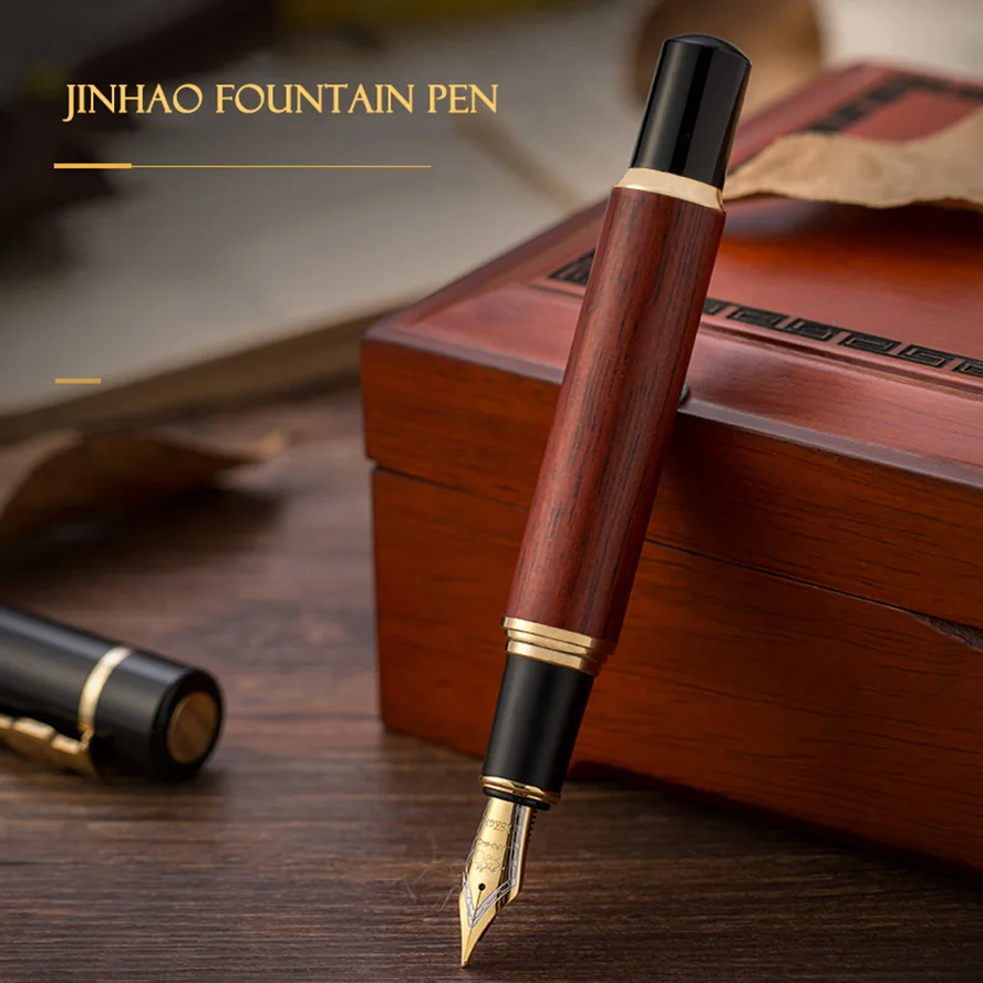 

JinHao 650 Luxury Wood Fountain Pen 0.5MM Nib High Quality Ink for Writing Stationery School Office Supplies canetas