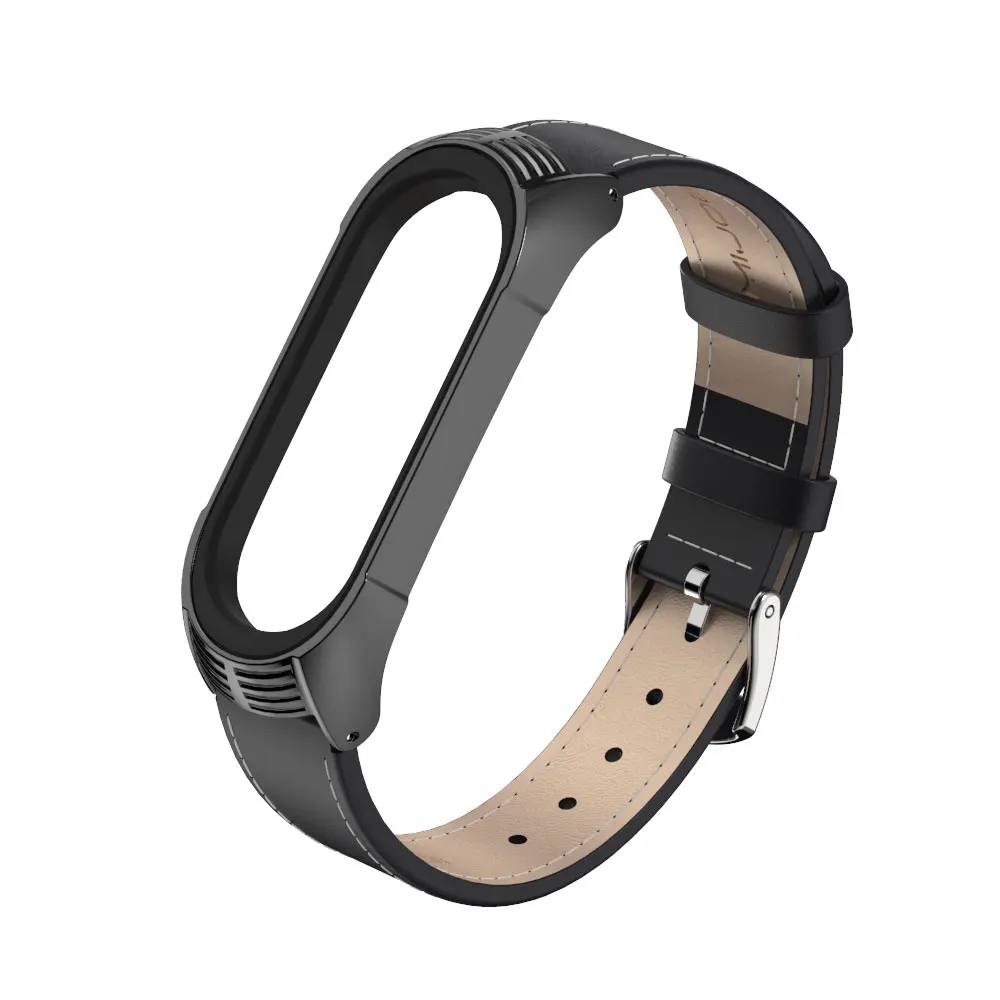 Mi jobs mi Band 4 ремешок из натуральной кожи для Xiaomi mi 4 3 умные наручные часы браслет mi Band 4 браслет NFC аксессуары - Цвет: Black
