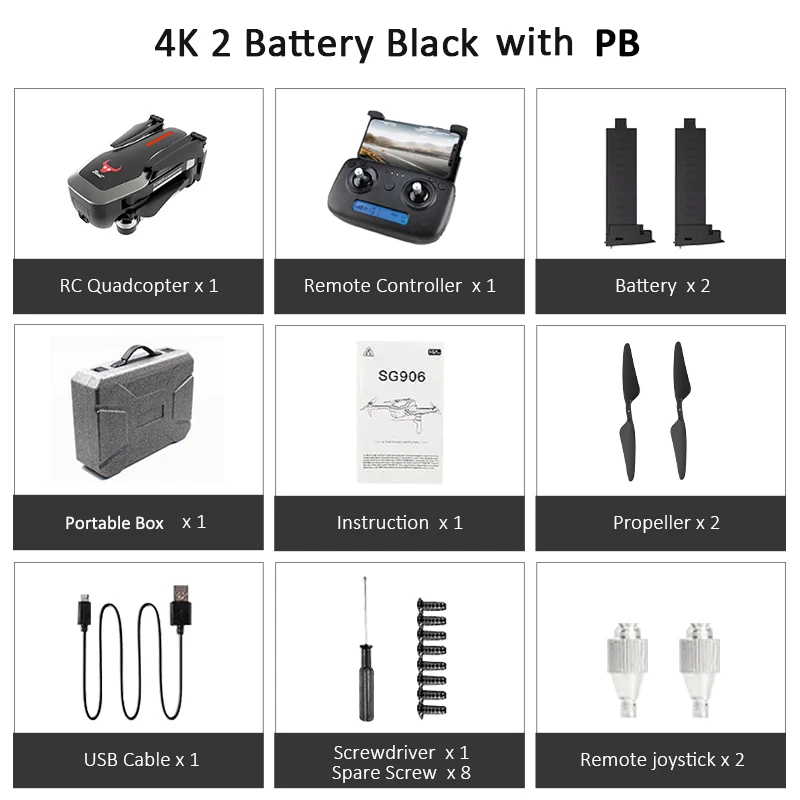 Black 2Battery PB ZLRC Beast SG906 gps 5G wifi FPV с селфи складной 4K 1080P Ультра HD камера RC Дрон Квадрокоптер RTF VS XS812 XS809HW SG106 - Цвет: Black 2Battery PB