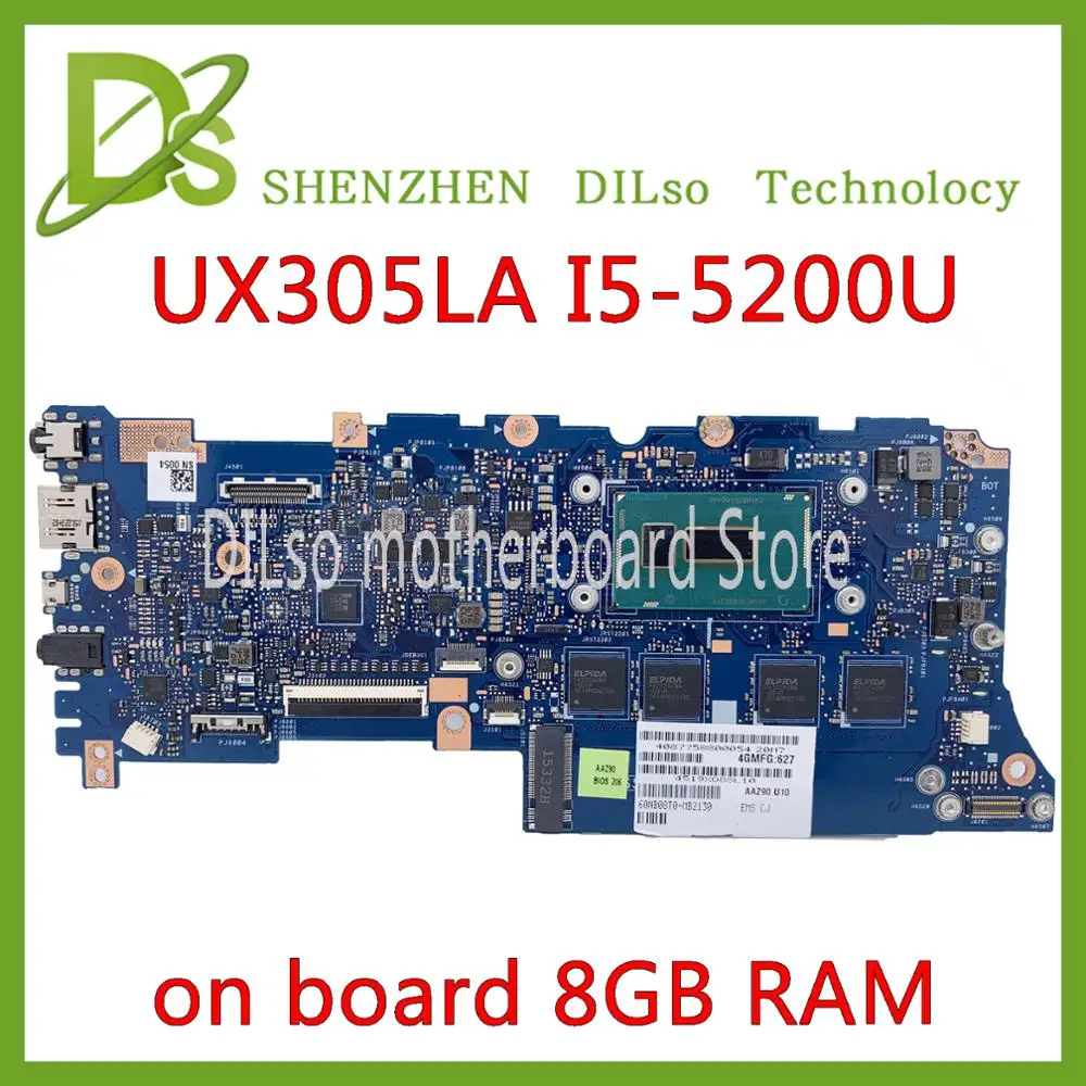 KEFU UX305LA для ASUS UX305 UX305L материнская плата ноутбука I5 5200U на плате 8 Гб RAM работает 100%