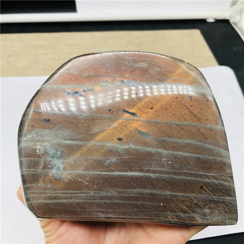 

Natural Crystal Moonstone Raw Gemstone Ornament Polished Quartz Labradorite Handicraft Decorating Stone Healing