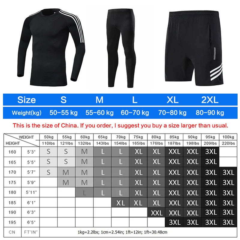 

Male Sport Compression Suits Gym Tights Workout Clothes Jogging Sports Set Running Tracksuit Dry Fit Plus Size