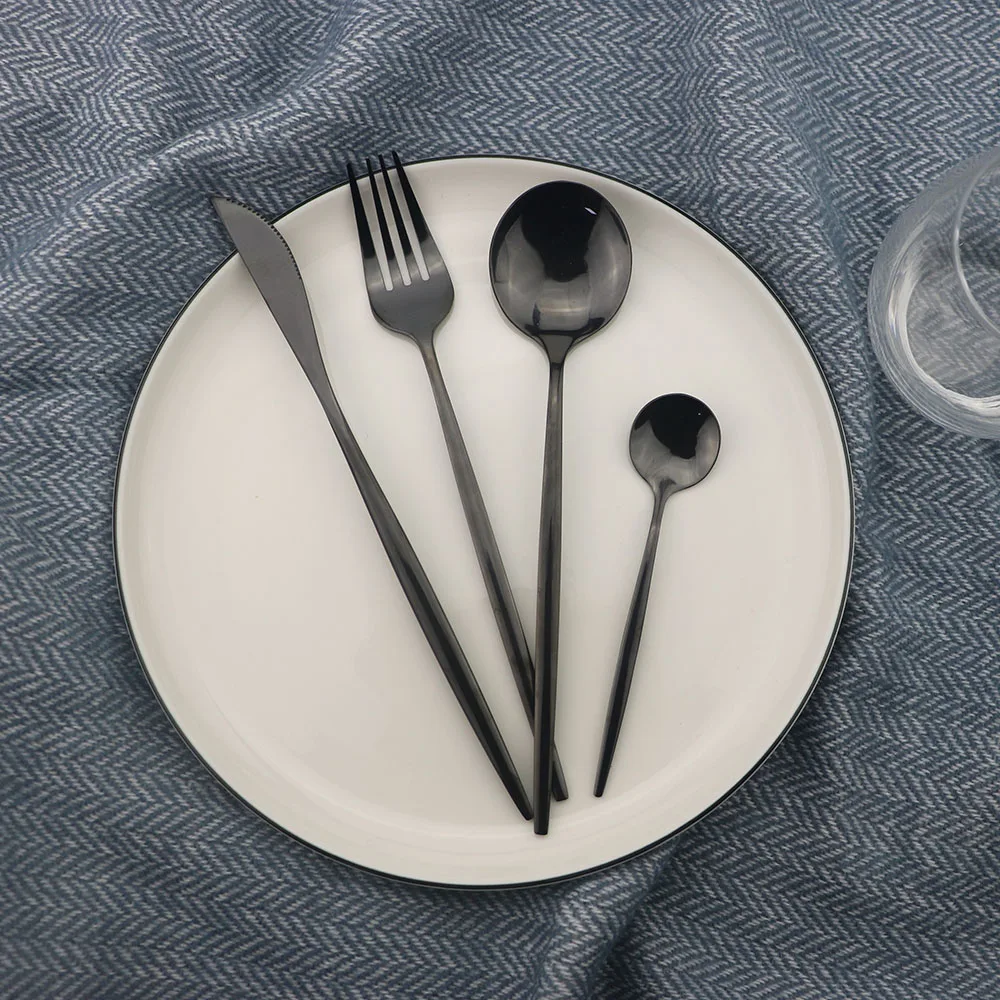 4Pcs/set 18/10 Stainless Steel Cute Hot Golden Dinnerware Set Kitchen Tableware Knife Fork Spoon Cutlery Silverware Sets | Дом и сад