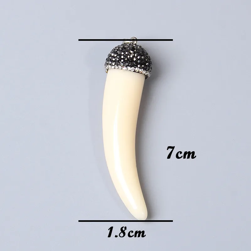 

1 pc 7*1.8 cm Brown Bone Teeth Shape Pendant For Necklace White CZ Silver Color Connector Charm DIY Making Jewelry Women Earings