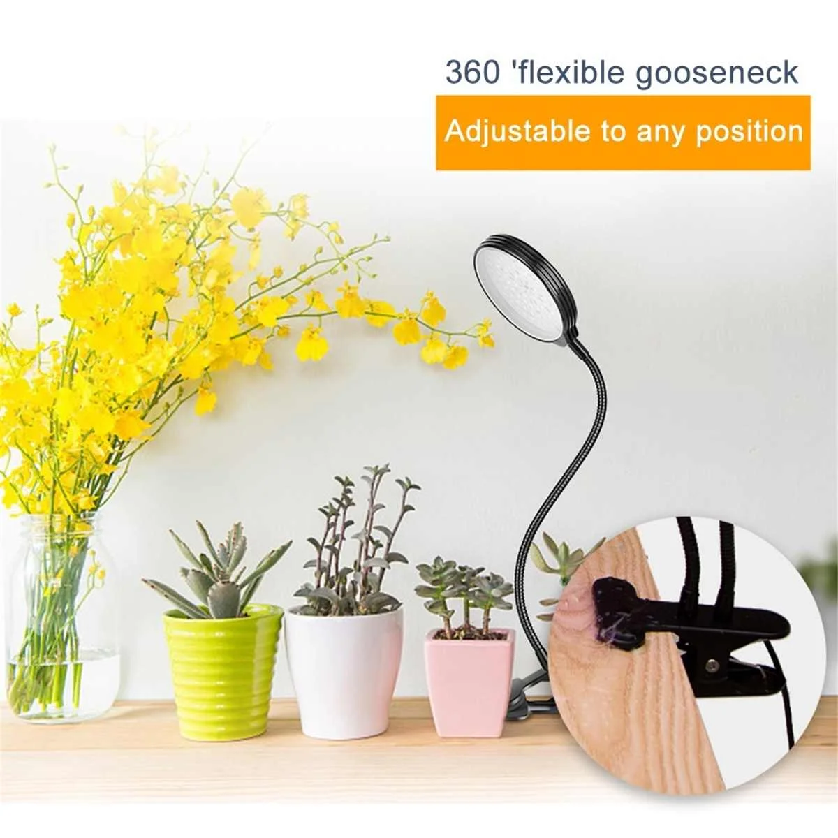 

Plant Grow Light LED 1/2/3 Head Hydroponic Garden Desk 360 Flexible Clip Lamp 15w/30w/45w Desktop Clip Lamps for Plants Flowers