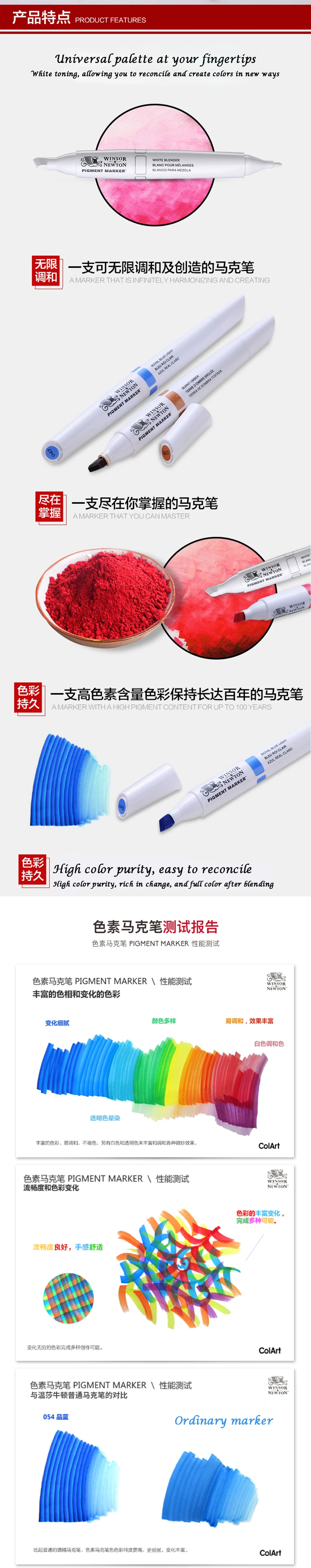 Winsor& Newton высококачественный пигментный Маркер 6 цветов Набор для профессионального графического художника одежды дизайн художника поставки