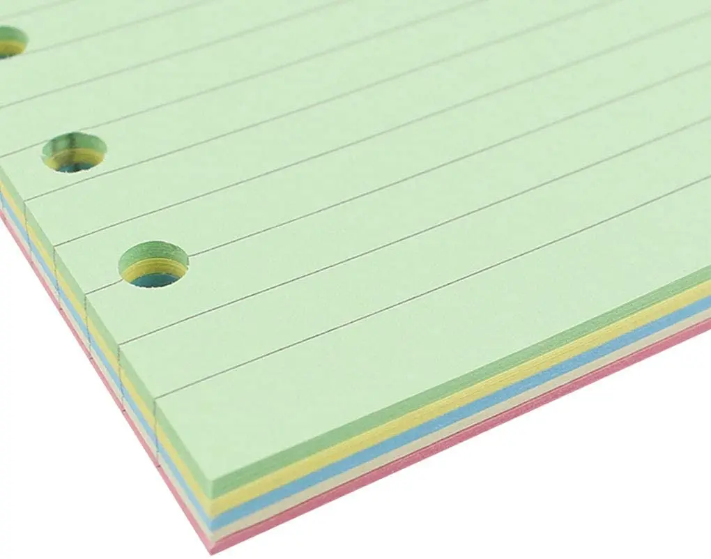 Цветные заполняющие вкладыши A6 с 6 отверстиями 5-цветная заполняющая бумага для